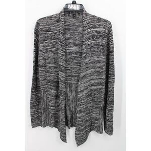 EILEEN FISHER BLACK WHITE OPEN FRONT CARDIGAN SIZE XS 80% SILK 20% ORGANIC COTTN